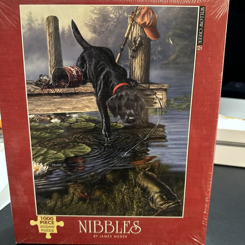 1000 pc Willow Creek Jigsaw Dog Puzzle "Nibbles" by James Meger New Sealed!